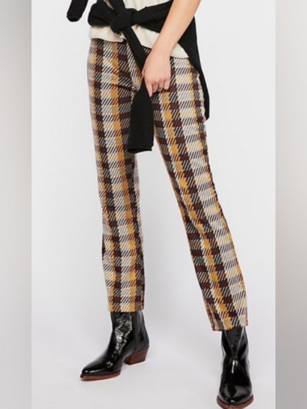 Free People Houndstooth Wide Cropped Pants Size 4